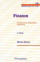 Couverture du livre « FINANCE,2E ED. » de Michel Albouy aux éditions Economica