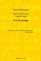 Couverture du livre « Avis de passage » de Thomas Pfenninger aux éditions D'en Bas