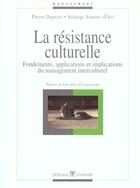 Couverture du livre « La resistance culturelle management interculturel » de Dupriez aux éditions De Boeck