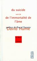Couverture du livre « Du suicide ; l'immortalité de l'âme » de David Hume aux éditions Cecile Defaut