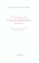 Couverture du livre « Vie du chevalier francesco borromini,architecte » de Passeri Giovanni Bat aux éditions L'echoppe