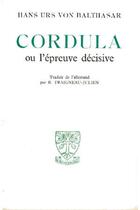 Couverture du livre « Cordula ou l'épreuve décisive » de Balthasar Hans Urs V aux éditions Beauchesne