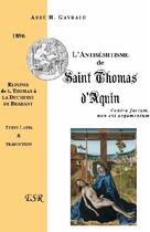 Couverture du livre « L'antisémitisme de Saint-Thomas d'Aquin » de Hippolyte Gayraud aux éditions Saint-remi