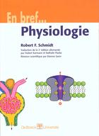 Couverture du livre « Physiologie » de Schmidt aux éditions De Boeck Superieur
