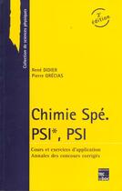Couverture du livre « Chimie spe. psi, psi (2. ed.) » de Rene Didier aux éditions Tec Et Doc