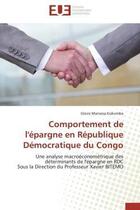 Couverture du livre « Comportement de l'epargne en republique democratique du congo - une analyse macroeconometrique des d » de Mansesa Kiakumba G. aux éditions Editions Universitaires Europeennes