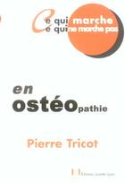 Couverture du livre « En osteopathie » de Pierre Tricot aux éditions Josette Lyon