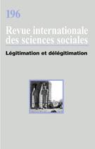 Couverture du livre « Riss T.196 ; Légitimation Et Délégitimation » de Riss aux éditions Eres