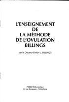 Couverture du livre « Enseignement Methode Billings » de Evelyn L Do Billings aux éditions Tequi