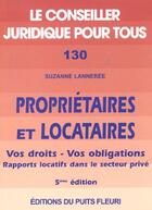 Couverture du livre « Proprietaires Et Locataires ; Vos Droits Vos Obligations ; 5e Edition » de Suzanne Lanneree aux éditions Puits Fleuri