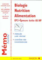 Couverture du livre « Biologie, nutrition, alimentation : concours as, ap, bep, cap » de Jacqueline Gassier aux éditions Elsevier-masson