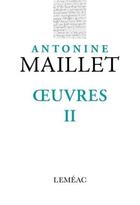 Couverture du livre « Oeuvres II » de Antonine Maillet aux éditions Lemeac