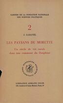 Couverture du livre « Les paysans de Morette » de Joseph Garavel aux éditions Presses De Sciences Po