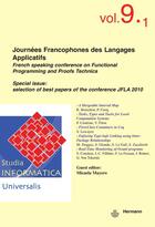 Couverture du livre « Studia Informatica Universalis n°9.1 : Journées Francophones des Langages Applicatifs » de Micaela Mayero aux éditions Hermann