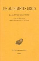 Couverture du livre « Les alchimistes grecs » de Anonyme De Zuretti/ aux éditions Belles Lettres