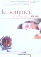 Couverture du livre « Sommeil en 200 questions (le) » de Dr Dervaux aux éditions De Vecchi