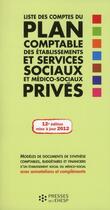 Couverture du livre « Liste des comptes du plan comptable des etablissements prives » de Le Roux J M aux éditions Ehesp