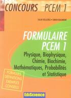Couverture du livre « Formulaire pcem1 » de Salah Belazreg et Simon Beaumont aux éditions Ediscience
