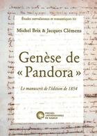 Couverture du livre « Gense de pandora ; le manuscrit de l'dition de 1854 » de Brix Et Clemens aux éditions Pu De Namur