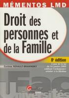 Couverture du livre « Droit des personnes et de la famille (8e édition) » de Corinne Renault-Brahinsky aux éditions Gualino