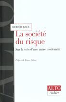 Couverture du livre « La societe du risque » de Ulrich Beck aux éditions Aubier