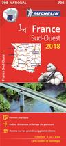 Couverture du livre « Carte nationale 708 france sud-ouest 2018 » de Collectif Michelin aux éditions Michelin