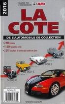 Couverture du livre « La cote de l'automobile de collection (édition 2016) » de  aux éditions Edifree