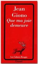 Couverture du livre « Que ma joie demeure » de Jean Giono aux éditions Grasset