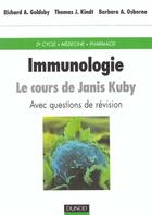 Couverture du livre « Immunologie ; le cours de janis kuby avec questions de revision ; 1e edition 2001 » de Richard Goldsby et Claude Kindt et Barbara Osborne aux éditions Dunod