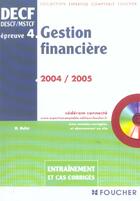 Couverture du livre « Gestion financiere, epreuve 4 ; entrainement (édition 2004/2005) » de Michele Mollet aux éditions Foucher