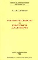 Couverture du livre « Nouvelles recherches de chronologie augustinienne » de Pierre-Marie Hombert aux éditions Etudes Augustiniennes