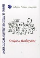 Couverture du livre « Critique et plurilinguisme » de  aux éditions Lucie