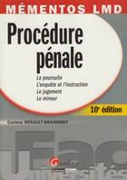 Couverture du livre « Procédure pénale (10e édition) » de Corinne Renault-Brahinsky aux éditions Gualino