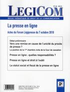 Couverture du livre « REVUE LEGICOM N.46 ; la presse en ligne » de  aux éditions Victoires