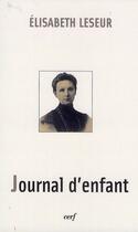 Couverture du livre « Journal d'enfant » de Elisabeth Leseur aux éditions Cerf