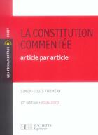 Couverture du livre « La Constitution Commentee Article Par Article » de Formery Simon-Louis aux éditions Hachette Education