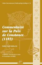 Couverture du livre « Commentaire sur la Paix de Constance (1183) » de M. M. Baldo Degli Baldeschi aux éditions Pu De Limoges