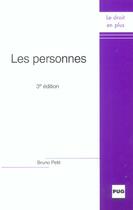 Couverture du livre « Personnes 3e edition revue et augmentee (3e édition) » de Jean-Francois Petit aux éditions Pu De Grenoble