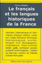 Couverture du livre « Le francais et les langues historiques de la France » de Herve Abalain aux éditions Gisserot