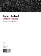 Couverture du livre « Inframémoire » de Robert Ireland aux éditions Art Et Fiction