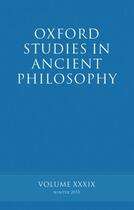 Couverture du livre « Oxford Studies in Ancient Philosophy volume 39 » de Brad Inwood aux éditions Oup Oxford