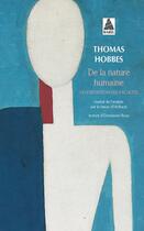 Couverture du livre « De la nature humaine ou exposition des facultés » de Thomas Hobbes aux éditions Actes Sud