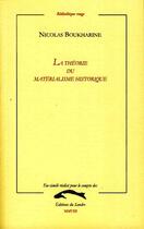 Couverture du livre « La théorie du matérialisme historique » de Boukharine Nicolas aux éditions Editions Du Sandre