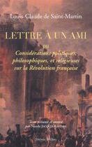 Couverture du livre « Lettre a un ami » de Saint-Martin (De) aux éditions Millon