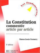 Couverture du livre « La Constitution Commentee Article Par Article » de Simon-Louis Formery aux éditions Hachette Education