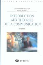 Couverture du livre « Introd.aux theories de la communication elements pour une analyse semio-pragm. (2e édition) » de Meunier... aux éditions De Boeck