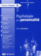 Couverture du livre « Psychologie de la personnalité » de Pierre Benedetto aux éditions De Boeck Superieur