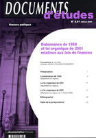 Couverture du livre « Ordonnance de 1959 et loi organique de 2001 relatives aux lois de finances » de  aux éditions Documentation Francaise