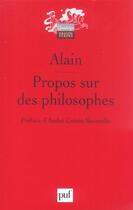 Couverture du livre « Propos sur des philosophes » de Alain aux éditions Puf