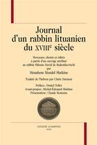 Couverture du livre « Journal d'un rabbin lituanien du XVIIIe siècle » de Shlomo David De Radoshkovitchi aux éditions Honore Champion